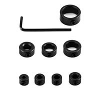 QWORK® Jeu de Butée de Profondeur de Perçage, Butées de Profondeur pour Forets Ø 3/4/5/6/8/10/12/16 mm Clé Hexagonale Incluse | Noir | 9 Pcs
