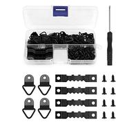 QWORK® Kit d’Accroche Tableau, 50 x Cintres à Cadre en Dents de Scie, 50 x Accroche Tableau Anneaux en D, 150 x Vis Fixations et 1 x Tournevis (Noir 251Pcs)