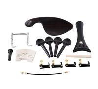 QWORK Kit d'accessoires de violon 15 pièces 4/4-3/4 - Bois d'ébène - Cordier, chevilles d'accordage, mentonnière, goupille de queue, accordeurs fins, pince de menton - Pièces et accessoires pour