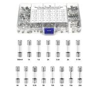 QWORK® Kit d'assortiment de fusibles en verre, 15 valeurs 150 pièces 0.5 A 1 A 1.6 A 2 A 2.5 A 3 A 3.15 A 4 A 5 A 6.3 A 8 A 10 A 12 A 15 A 20 A, 250 V, 5 x 20 mm