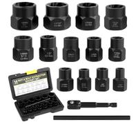 QWORK® Kit de 15 jeu de douilles spiralées, extracteurs de vis et d'écrous, extracteur de vis, idéal pour enlever les vis et boulons rouillés et usés.