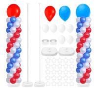 QWORK® Kit de 2 supports de colonne de ballons réglables de 53 cm à 206 cm, piliers de tour de ballons en métal pour fête, anniversaire, décorations de mariage