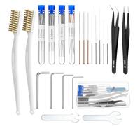 QWORK Kit de 48 aiguilles de nettoyage pour buses d'imprimante 3D, aiguilles de 0.15 à 0.8mm, brosse métallique en laiton, clé et pincettes