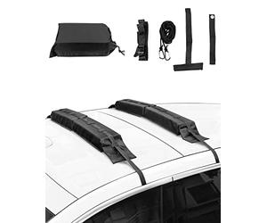 QWORK® Kit de Barre de Toit Souples avec Sangles de Fixation, pour Kayak, Planche de Surf, Canoë, Planche à Neige, Planche à Pagaie