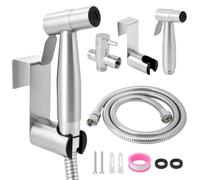 QWORK® Kit de douche de bidet à main pour toilettes, pulvérisateur de bidet en acier inoxydable SUS304 avec conception anti-fuite