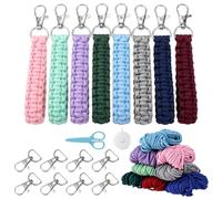 QWORK® Kit de fabrication de porte-clés macramé, fil macramé 3 mm, pour débutants