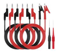 QWORK® Kit de fils de test multimètre, cordons de test à fiche banane de 1 m, cordons pour pinces crocodiles, aiguilles remplaçables