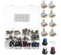 QWORK Kit de potentiomètre WH148 B1K 5K 10K 20K 50K 100K 250K 500K 1M Ohm - Rotatif simple linéaire type B avec boutons et matériel assortis