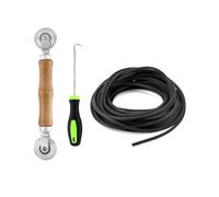 QWORK® Kit de réparation de moustiquaire, crochet pour passepoil + rouleau d'étanchéité double roue + passepoil en caoutchouc 5 mm x 15 m