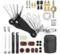 QWORK® Kit de réparation de vélo, Outil de vélo 17 en 1, Ensemble d'outils de vélo, rustine Velo