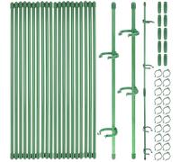 QWORK® Kit de tuteurage, 20 Tuteurs, 20 Pinces, 40 Capuchons et 10 Tubes rallonges pour Plantes d'intérieur, Fleurs et Plantes grimpantes.