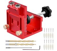 QWORK® Kit Guide de Percage Bois, Guide de Percage Oblique 15° avec 2 Forets HSS, Aide au Perçage de Trou Incliné de Charpentier