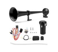 QWORK® Klaxon Camion Haut-Parleur 12V 125db 45cm avec Compresseur, Klaxon à Air Trompette Simple pour Tous les Véhicules 12V Camions Lorrys Trains Bateaux Voitures (Noir)