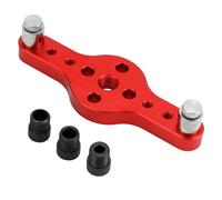 QWORK® Localisateur de trous d'aide au perçage pour le travail du bois, gabarit de cheville en alliage d'aluminium avec 3 bagues de perçage 6/8/10 mm