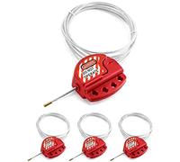 QWORK Lockout Lot de 4 bloque-câbles réglables en acier avec revêtement en vinyle - Diamètre : 1,9 cm - Longueur : 1,8 m - Rouge