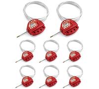 QWORK Lockout Lot de 8 bloque-câbles réglables en acier avec revêtement en vinyle - Diamètre : 1,9 cm - Longueur : 1,8 m - Rouge