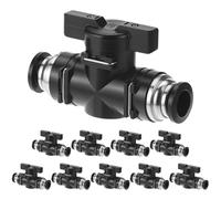 QWORK Lot de 10 adaptateurs droits en plastique de 8 mm pour robinet à boisseau sphérique - Tube de 8 mm x 8 mm - Installation rapide et facile - Vannes pneumatiques