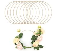 QWORK® Lot de 10 Anneaux Décoratifs en Métal Doré 20cm - Anneaux Métallique pour Couronnes et Décorations DIY