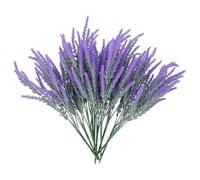 QWORK® Lot de 10 Bouquets de Lavande Artificielle résistante aux intempéries, Artificielle floqué lavandede, Bouquets décoratifs pour fêtes, Mariages et décoration d'intérieur