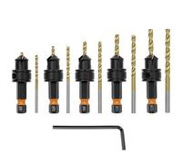 QWORK® Lot de 10 Forets à Fraiser Réglables (#4/6/8/10/12) en Acier à Haute Vitesse 4241 Revêtus de Titane pour Travail du Bois