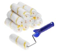 QWORK®® Lot de 10 mini rouleaux de peinture 110 mm avec manche ergonomique - pour travaux de peinture et de rénovation