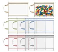 QWORK® Lot de 10 Pochettes en Maille A4 pour Rangement de Jouets - Sacs à Fermeture Éclair Double Couche avec Poignée pour Jeux de Société, Puzzles et Bureau - Organisateur Transparent 34 x 25 cm