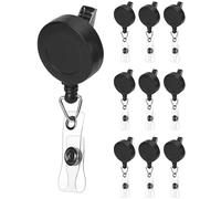 QWORK® Lot de 10 Porte clef retractable avec pince, Enrouleur badge, Cordon 70cm