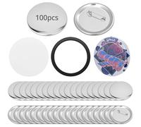QWORK® Lot de 100 Badge Personnalisable 58mm, Badges Vierges en Métal avec des Épingles pour Machine à Boutons