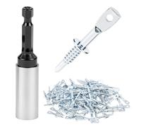 QWORK Lot de 100 vis autotaraudeuses à œillet de 5,1 cm avec tournevis de 6,3 cm, vis à bois de décalage oculaire, fixation de fil de suspension aux boulons à œil de solives, pour s'adapter aux câbles