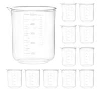 QWORK Lot de 12 béchers gradués en plastique de 500 ml avec bec effilé pour équipement de laboratoire scientifique