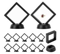 QWORK® Lot de 12 Cadres d'affichage flottants 3D 7 x 7 cm avec Base, boîte de Rangement Transparente pour Bijoux en Film TPU