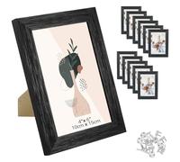 QWORK Lot de 12 cadres photo noirs de 15,2 x 10,2 cm pour montage mural, affichage sur table