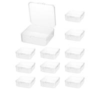 QWORK® Lot de 12 Petite Boîtes de Rangement avec Couvercle, Boite Plastique Carrés en Plastique pour Perles, Bijoux et Articles d'Artisanat - 95 x 95 x 35 mm