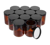 QWORK® Lot de 12 pots en verre ambré de 240 ml avec couvercles noirs, récipients polyvalents de protection UV, pour huiles essentielles et lotions