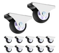 QWORK® lot de 12 roulettes fixes pour meubles - roue TPE diamètre 38 mm - capacité de charge 45 kg - pour pièces à vivre et petits meubles