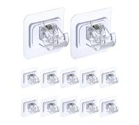 QWORK® Lot de 12 Support Tringle Rideaux Auto-adhésifs, Tringle sans percage pour Rideaux, Salle de Bain et Cuisine - Supporte jusqu'à 5 kg