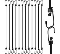 QWORK® Lot de 12 tendeurs élastiques de 60 cm avec Crochets, Sangles élastiques polyvalentes pour Bagages, Camping