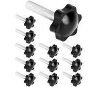 QWORK® Lot de 12 vis à poignée étoile M8 x 40 mm, bouton de serrage, vis à oreilles