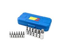 QWORK Lot de 13 Embouts Torx, T8-T70, Acier Allié Cr-V, Douilles Torx 1/2", 3/8", 1/4"