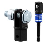 QWORK Lot de 2 adaptateurs de cric ciseaux de 1,27 cm - Acier au chrome vanadium, compatible avec les crics à boucle et à double œillet