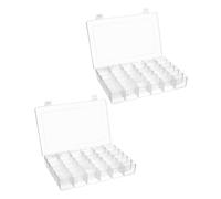 QWORK® Lot de 2 boite rangement plastique avec 36 compartiments, rangement à vis, boîte à bijoux transparent, avec séparateurs réglables