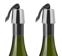QWORK® Lot de 2 Bouchon de Vin en Acier Inoxydable - Bouchons Réutilisables avec Silicone Anti-Fuite, pour la Conservation du Vin