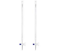 QWORK Lot de 2 burettes en borosilicate de de 25 ml avec robinet d'arrêt n verre - Qualité laboratoire, graduée de précision, 57,1 cm de haut pour laboratoire, maison, bière et vin