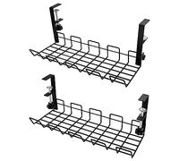 QWORK® Lot de 2 cable management bureau, range-câbles sous le bureau, pour la gestion des câbles et des multiprises