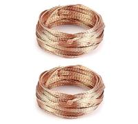 QWORK Lot de 2 câbles plats tressés en cuivre, 9 m x 6 mm, fil plat tressé en cuivre, treillis métallique de blindage flexible