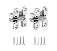 QWORK Lot De 2 Charniere Invisible, Croix Charnières Pour Porte Pliante, Y Compris Les Vis, 43.7 mm