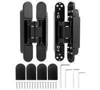 QWORK Lot de 2 charnières de porte cachées réglables en alliage de zinc de 15,2 cm, réglage à 3 voies, oscillation à 180 degrés, pour portes jusqu'à 850 mm de largeur et 40 kg, plus de 35 mm