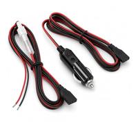 QWORK Lot de 2 cordons d'alimentation radio CB à 3 broches, 16 AWG 12 V, câble de rechange robuste avec prise allume-cigare et queue de cochon fusible, compatible avec Cobra, Uniden - Fil de cuivre de