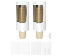 QWORK Lot de 2 distributeurs de gobelets en papier à fixation murale, pratiques et hygiéniques, de 85 à 141,7 g, jetables avec plaque de pâte, porte-gobelet de salle de bain, blanc