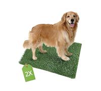 QWORK® Lot de 2 Gazon Artificiel pour Toilette Chien, Tapis de Pipi de Remplacement pour Chiens et Chiots, 51x63 cm